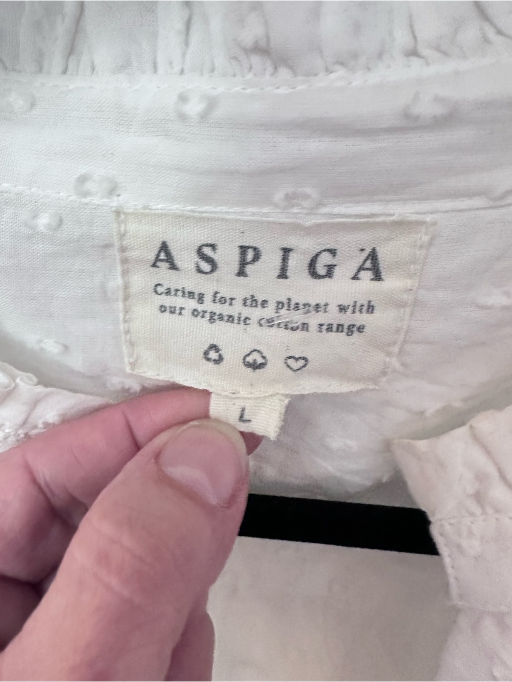 Aspiga L Carrie Dobby white Eyelet Pintuck 100% organic Cotton cottagecore top - Picture 9 of 15